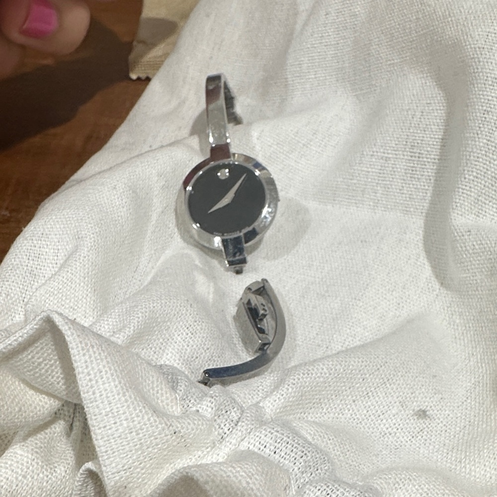 Movado Silver and Black Watch with Bracelet